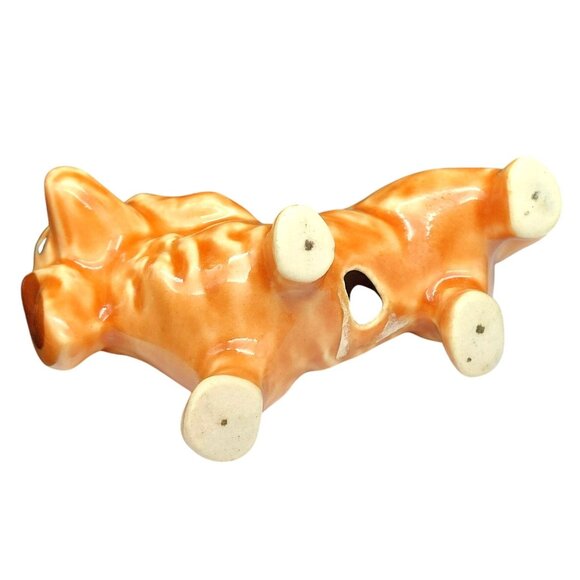 Vintage Ceramic Dachshund Figurine With Brown Glaze Finish - Picture 3 of 4